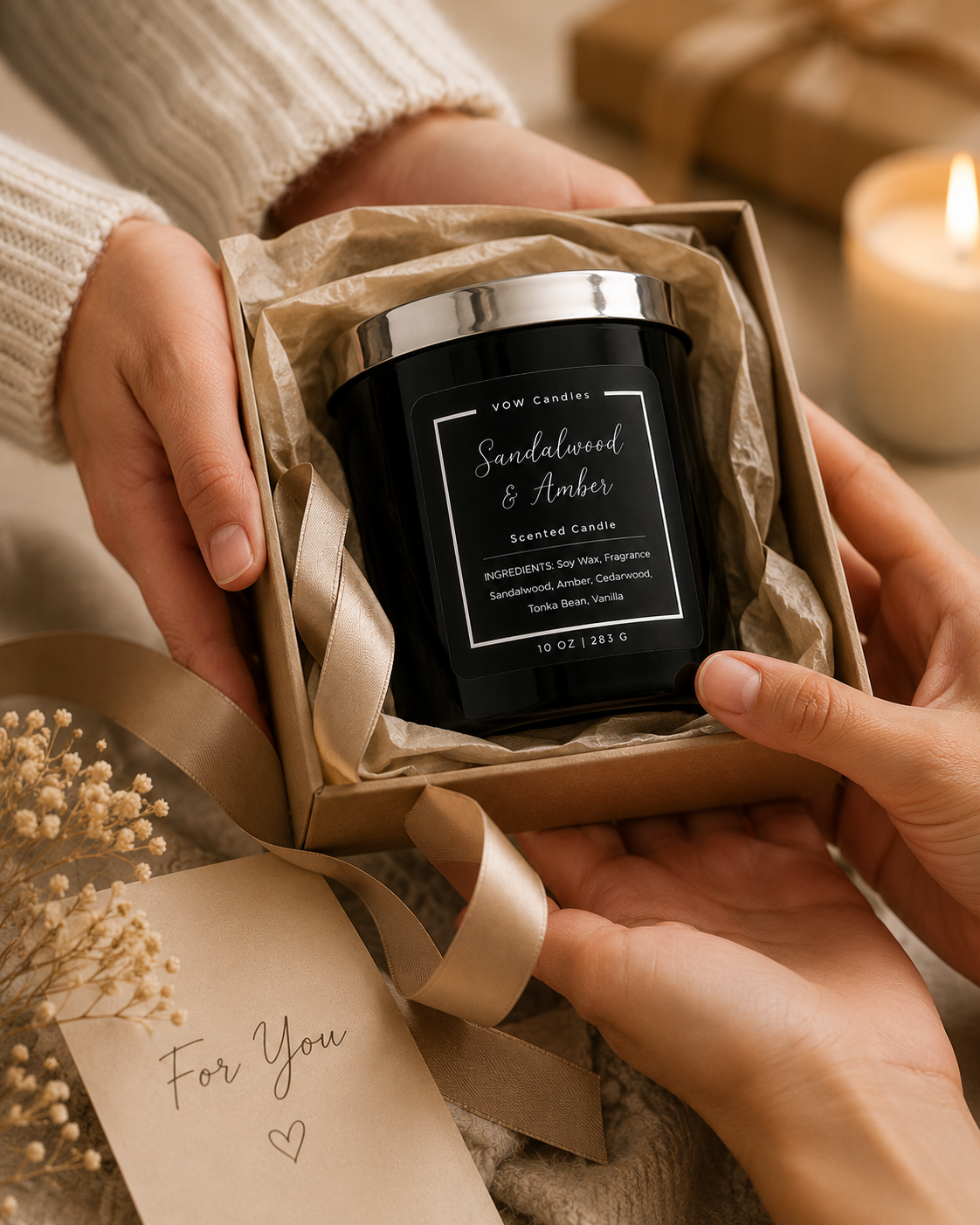 Sandalwood & Amber Candle | Christian Soy & Beeswax Candle - Image 2