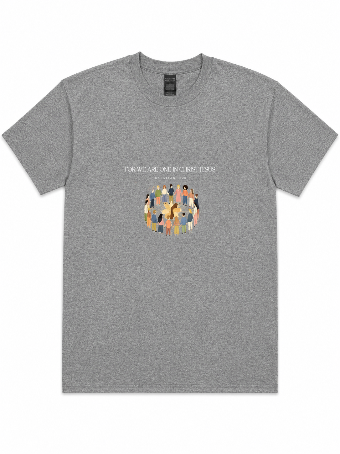 Gray Christian T-shirt – One in Christ Jesus Galatians 3:28 – VOW Apparel