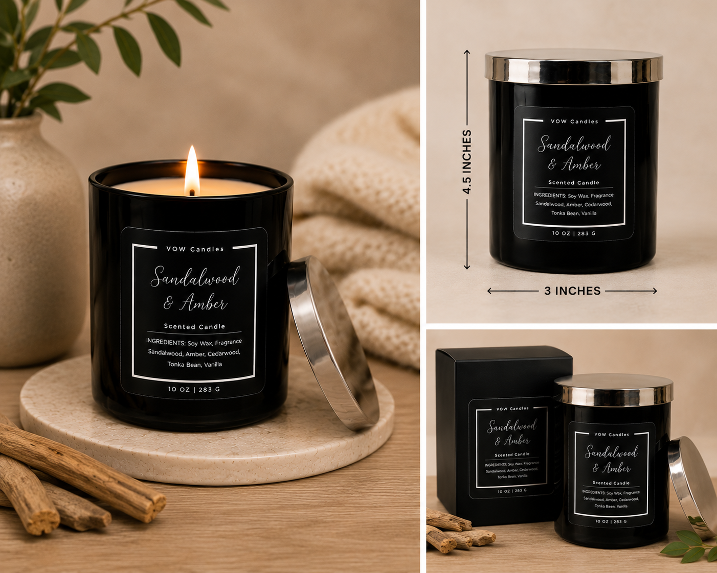 Sandalwood & Amber Candle | Christian Soy & Beeswax Candle - Image 3